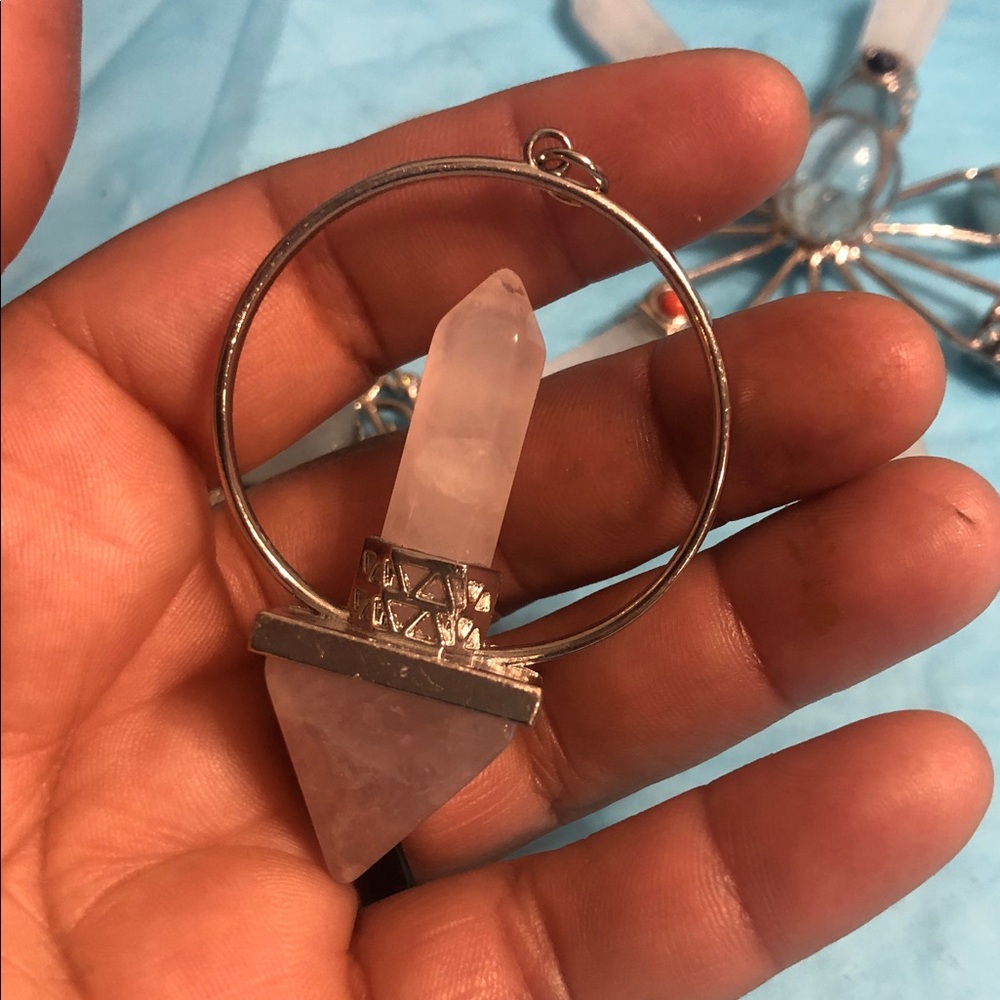 Silver-Tone Rose Quartz Pendant Necklace - Unbranded - Picture 12 of 14